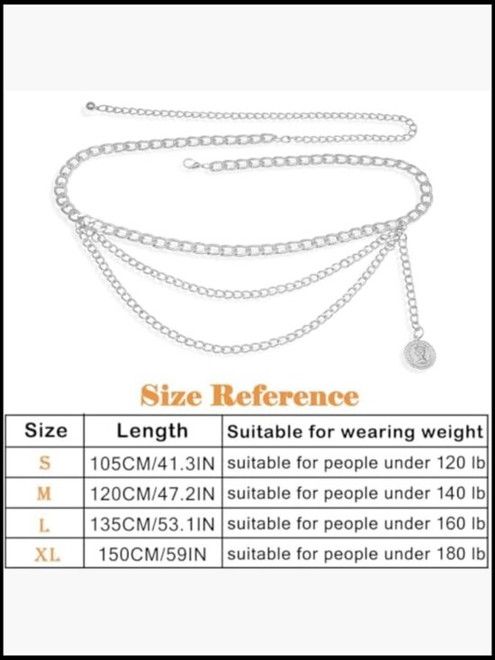 Multilayer Metal Chain Belt Adjustable Waist Chain for Dresses Jeans main image 5